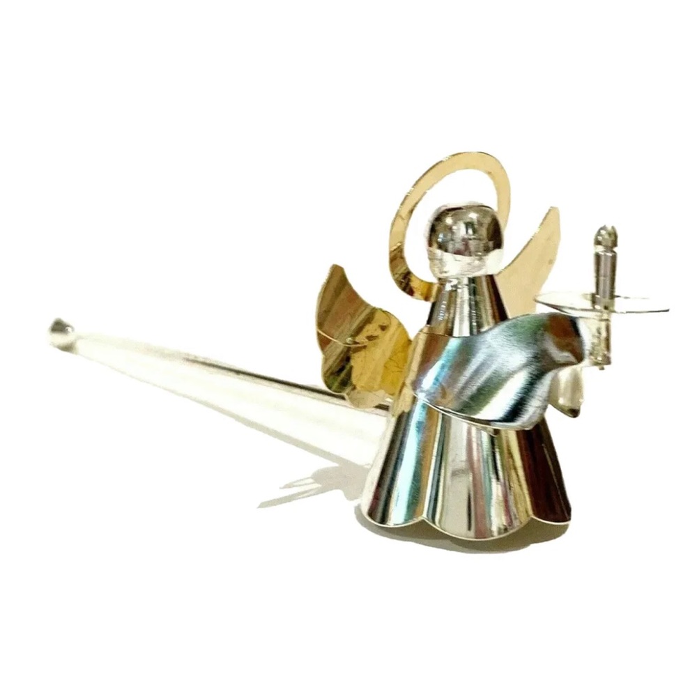 Silver Plated On Brass Angel Candle Snuffer Gold Holiday Christmas Guardian Cute
